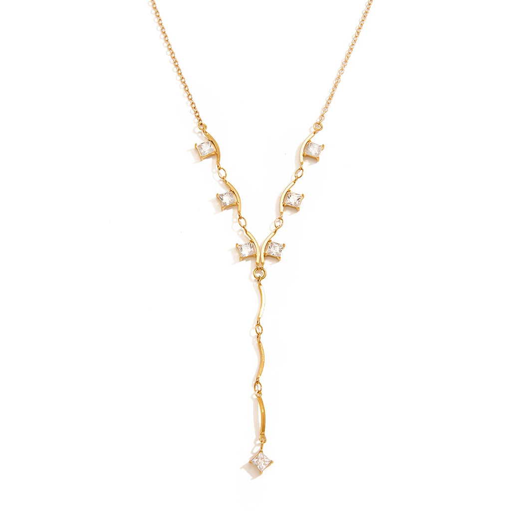 Minimalist Square Zircon Pendant Necklace