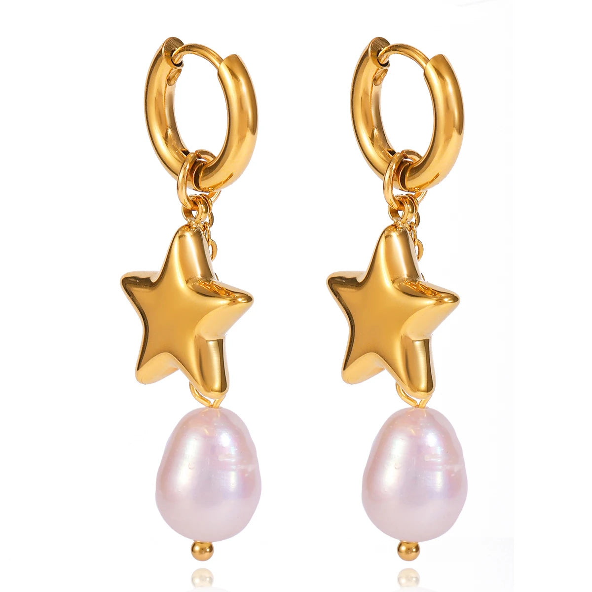 Elegant Star Freshwater Pearl Drop Earrings