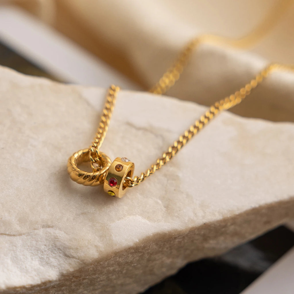 Colorful Crystal Circle Pendant Necklace