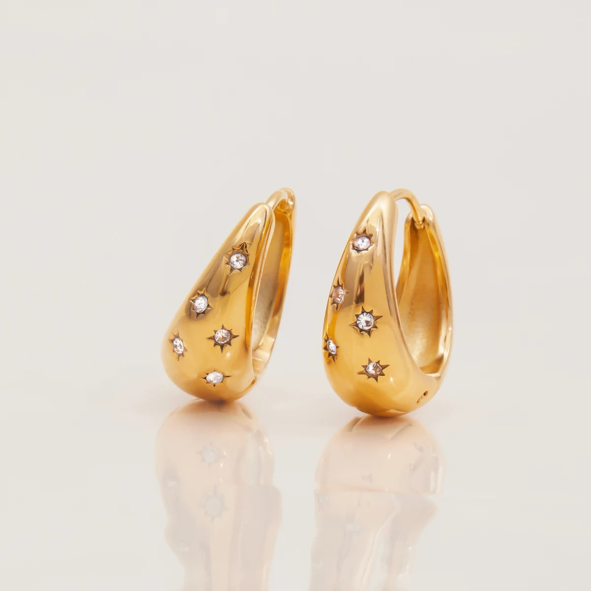 Chunky White Crystal Clip Earrings