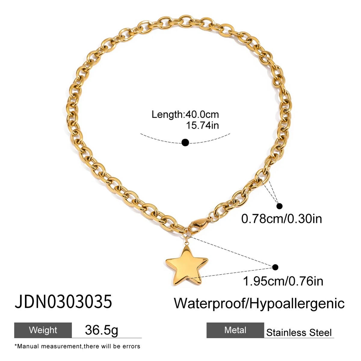 Minimalist Smooth Five-pointed Star Pendant Necklace