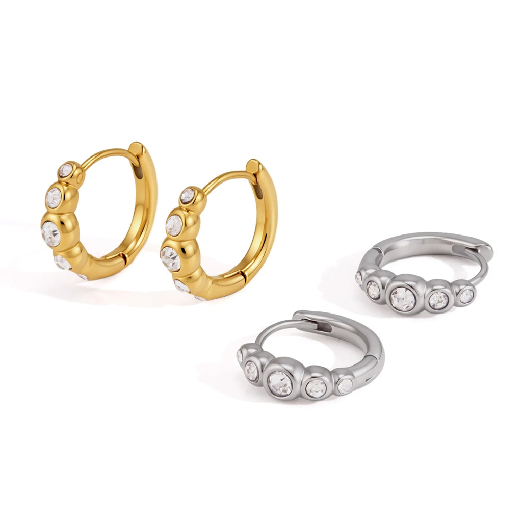 Round Zircon Hoop Earrings