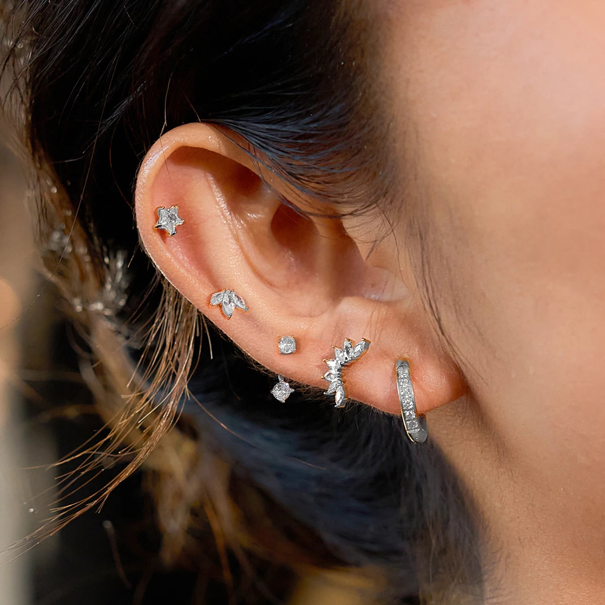 6 Pcs/Set Delicate Geometric Zircon Earrings