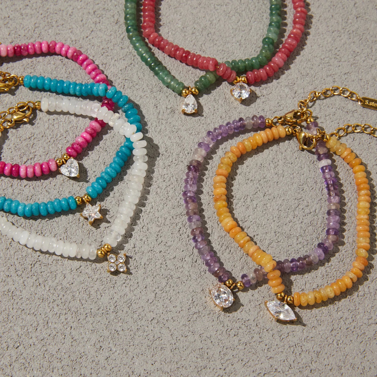 Chic Colored Natural Stone Zircon Pendant Bracelet
