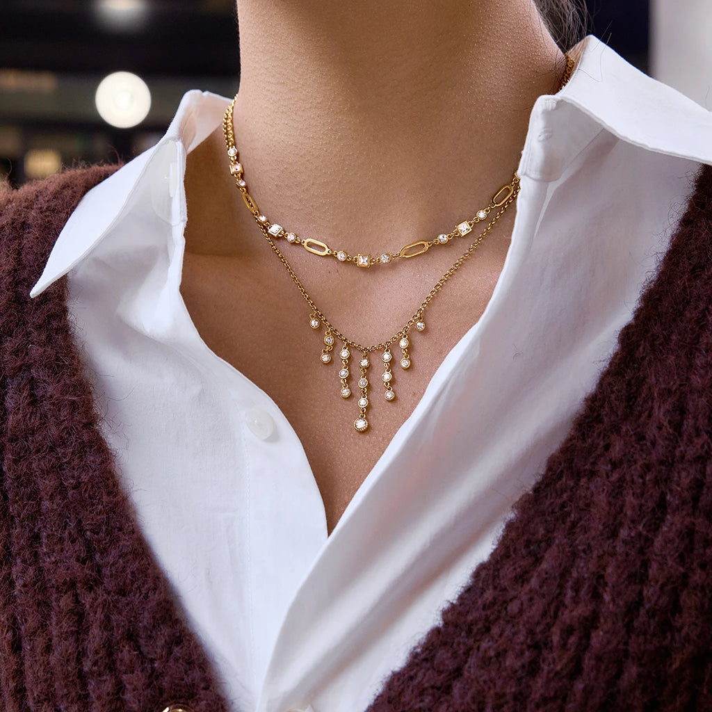 Geometric Crystal Chain Necklace