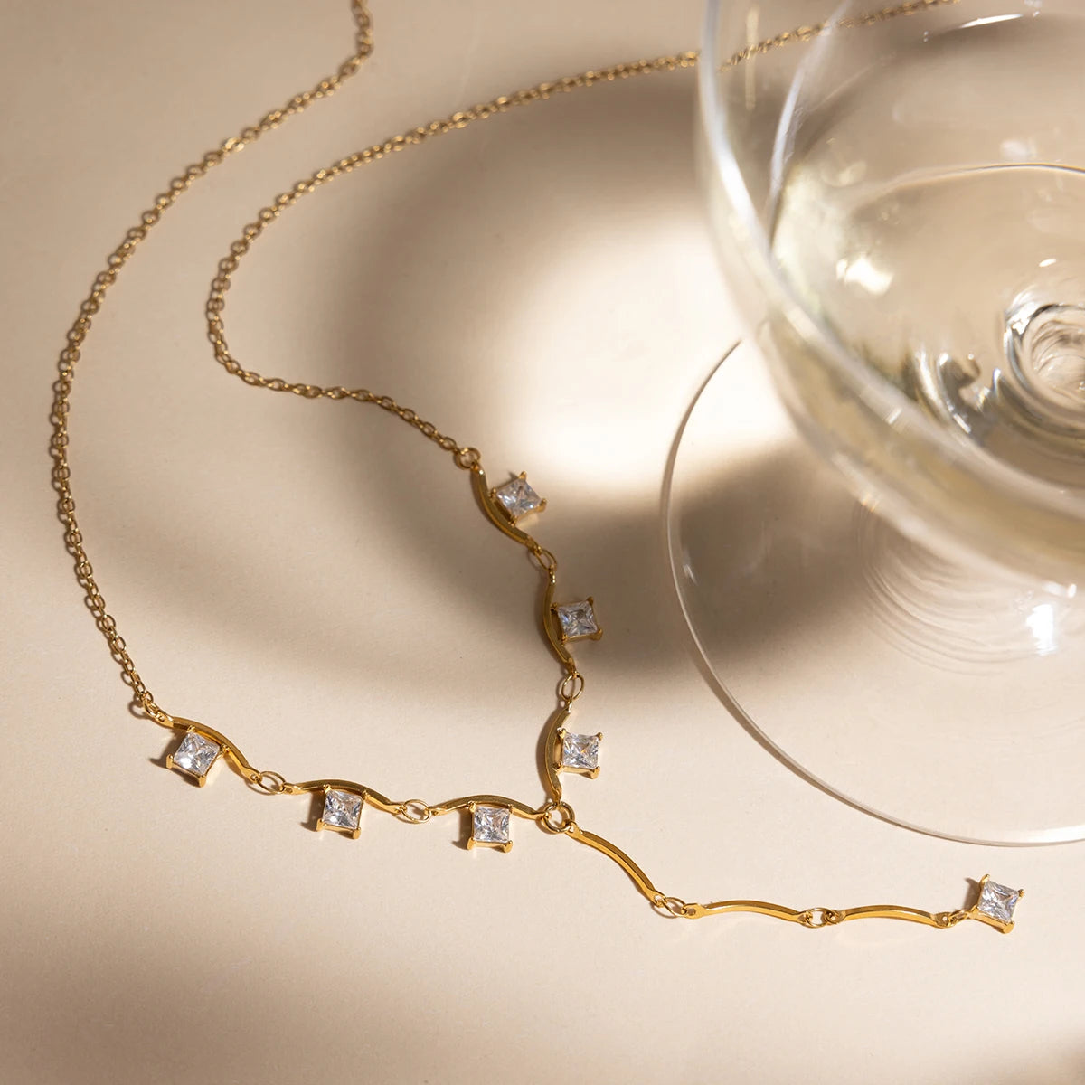 Minimalist Square Zircon Pendant Necklace