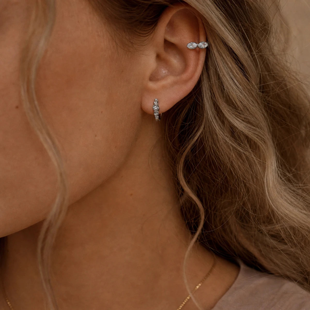 Round Zircon Hoop Earrings