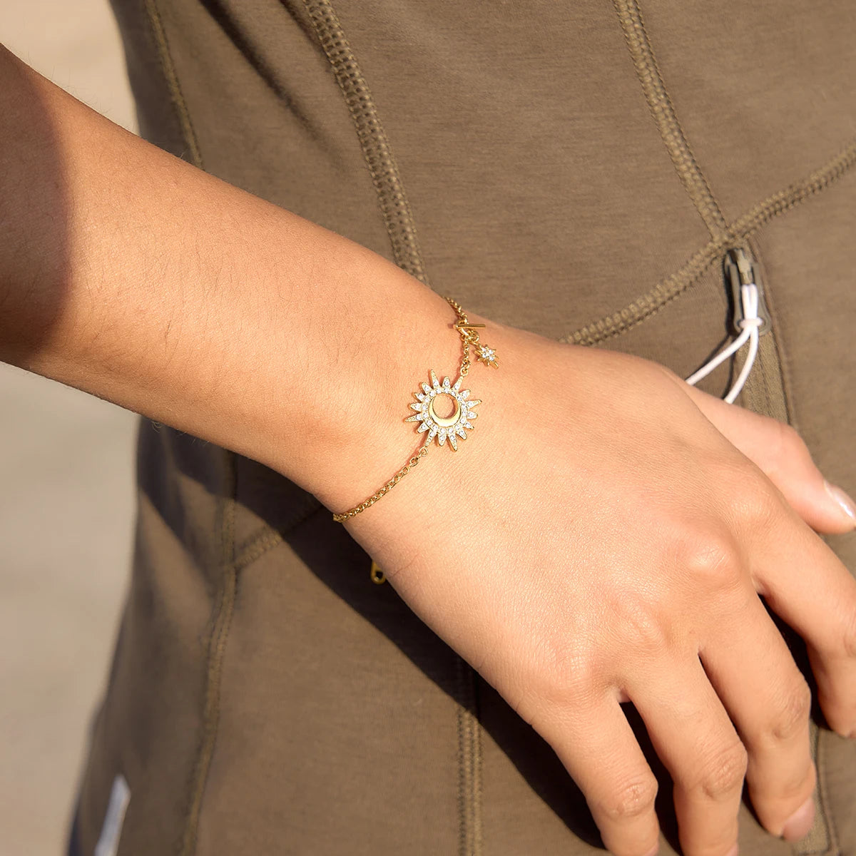 Crystal Moon Star Sun Charm Bracelet