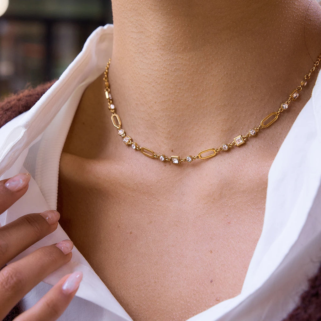 Geometric Crystal Chain Necklace