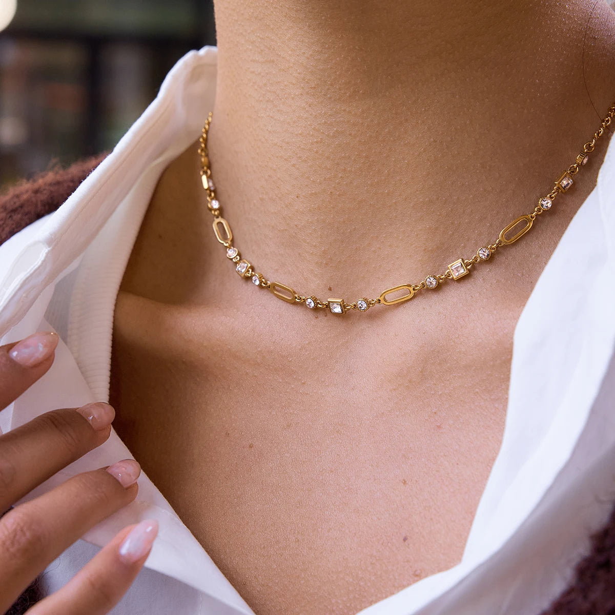 Geometric Crystal Chain Necklace