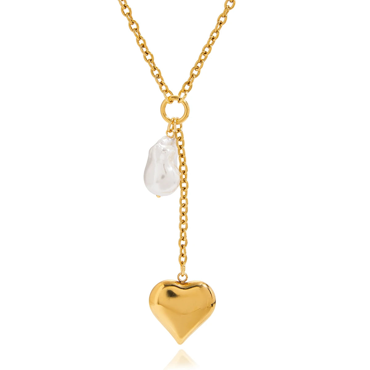 Y Shape Chain Heart Pendant Necklace
