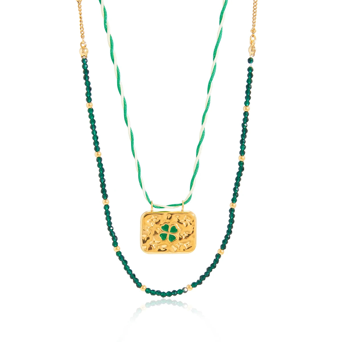 Elegant Green Beads Rope Chain Multilayer Necklace