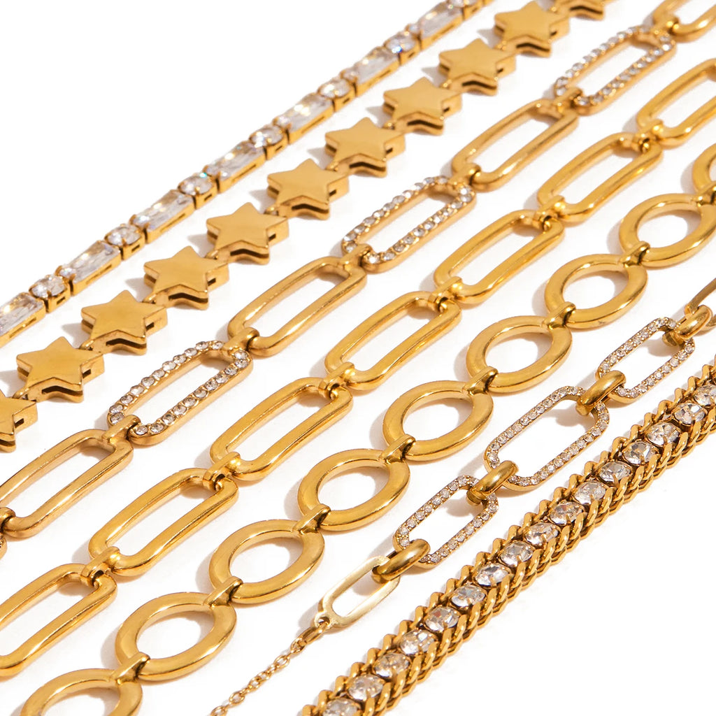 Zircon Star Metal Chain Bracelet