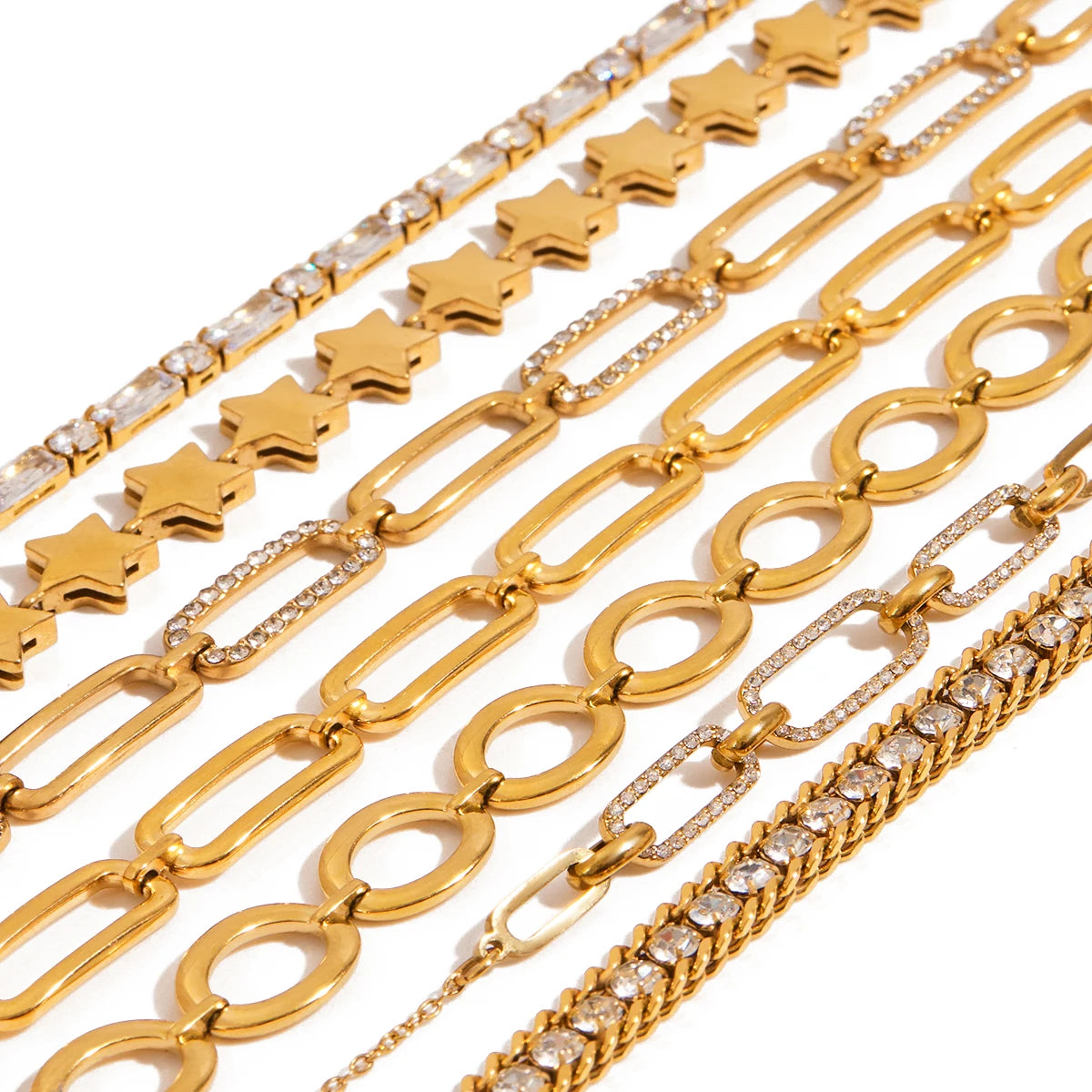 Zircon Star Metal Chain Bracelet