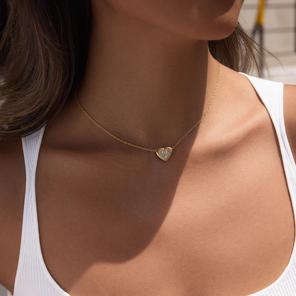 Heart Zircon Necklace And Earring Set