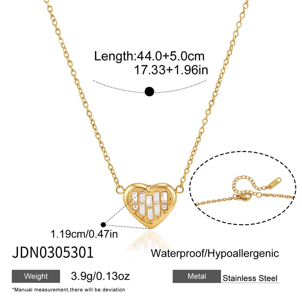 Heart Zircon Necklace And Earring Set