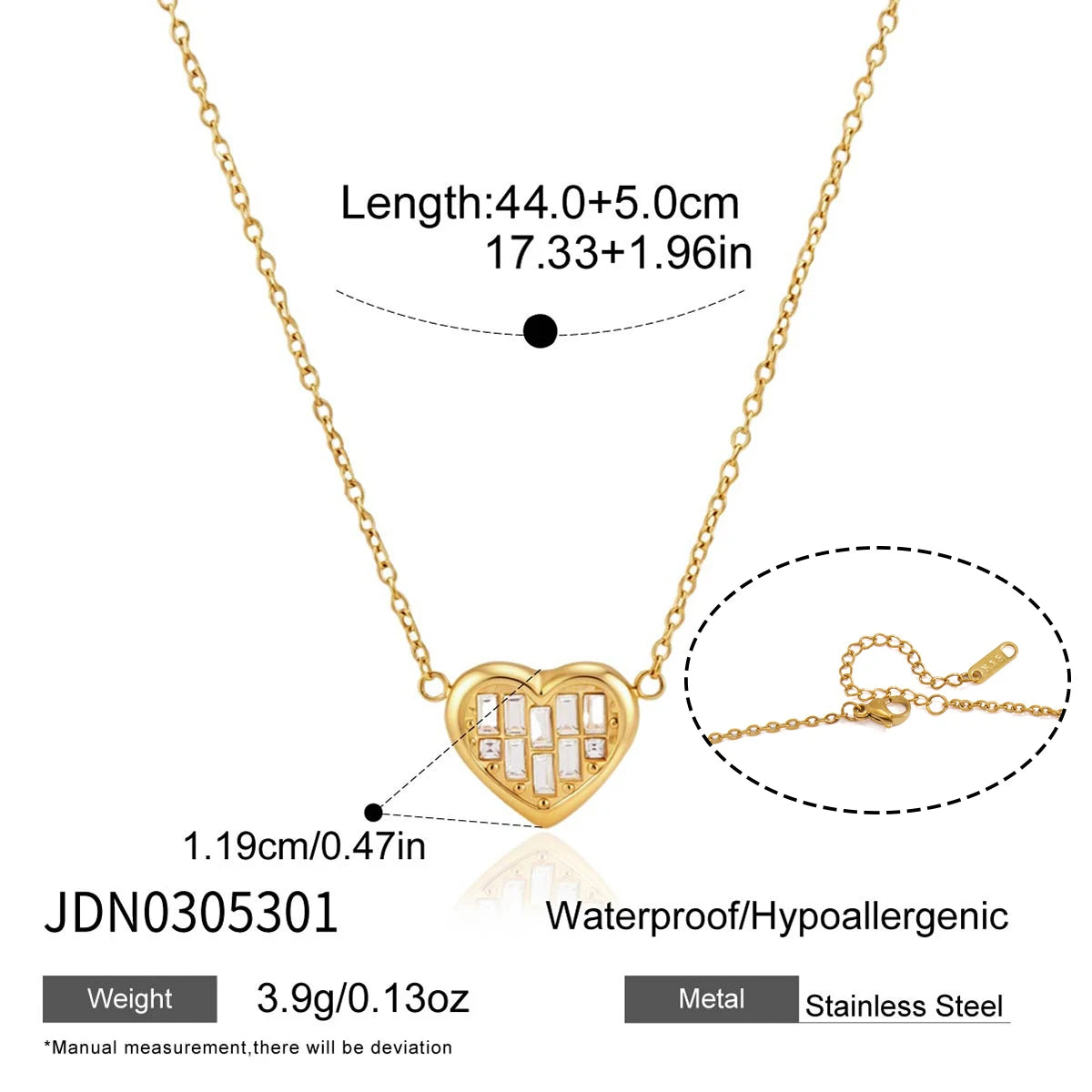 Heart Zircon Necklace And Earring Set