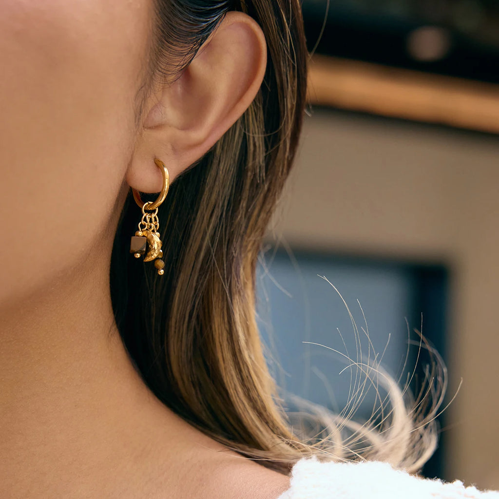 Vintage Tiger Eye Stone Drop Earrings