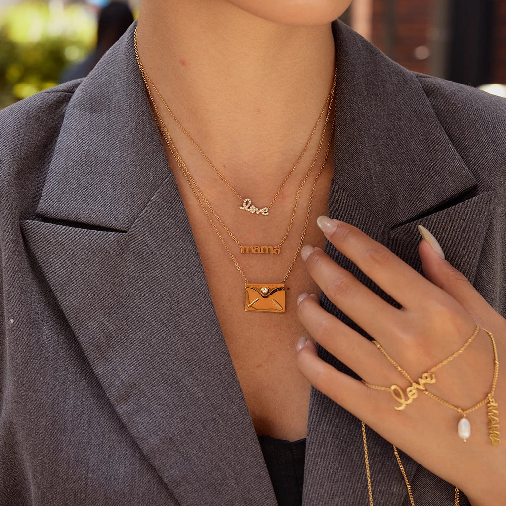 Geometric Zircon Pendant Necklace