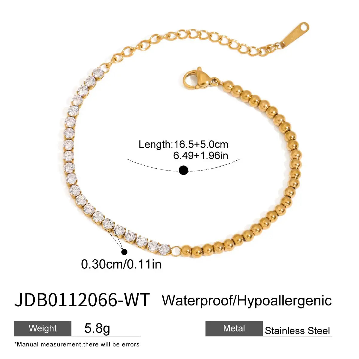 Geometric Rhinestone Tennis Chain Bracelet