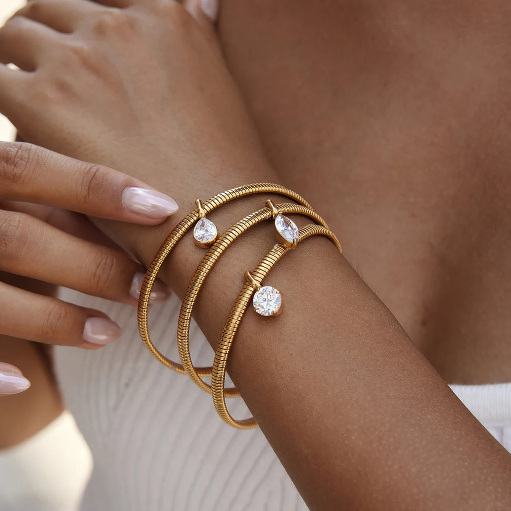 Punk Geometric Zircon Pendant Bracelet