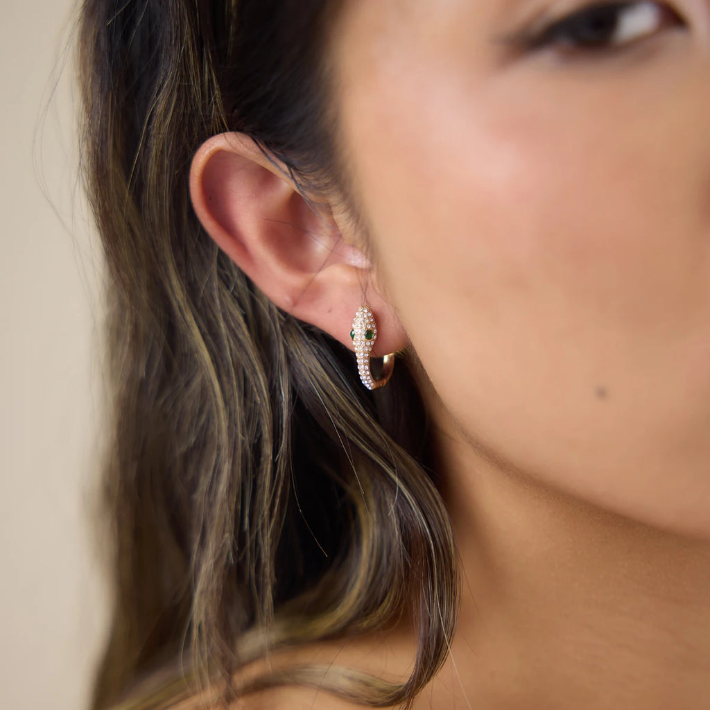 Snake Zircon Hoop Earrings