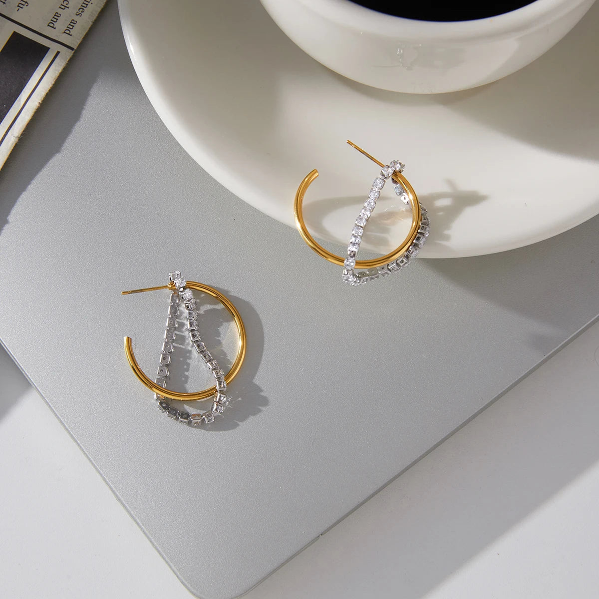 Delicate Zircon Chain Tassel Earrings