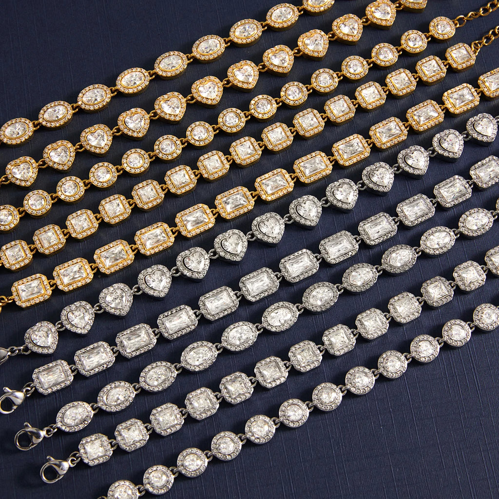 Luxury Zircon Round Heart Tennis Bracelet