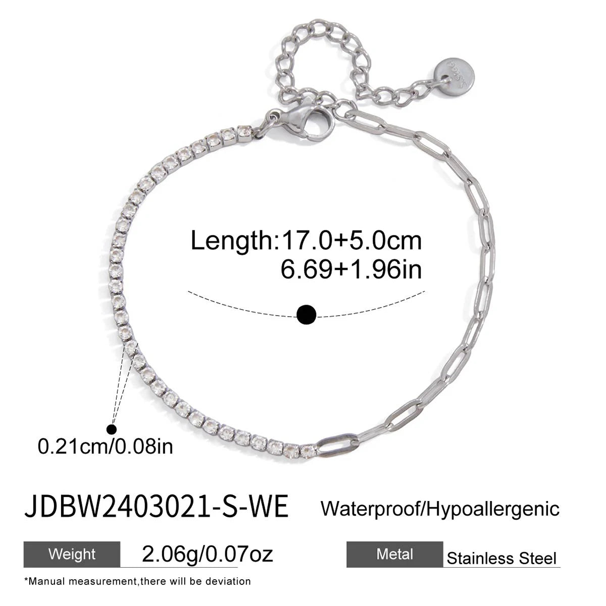 Asymmetric Crystal Tennis Bracelet