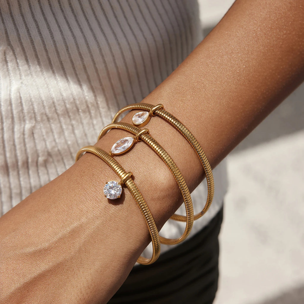 Punk Geometric Zircon Pendant Bracelet