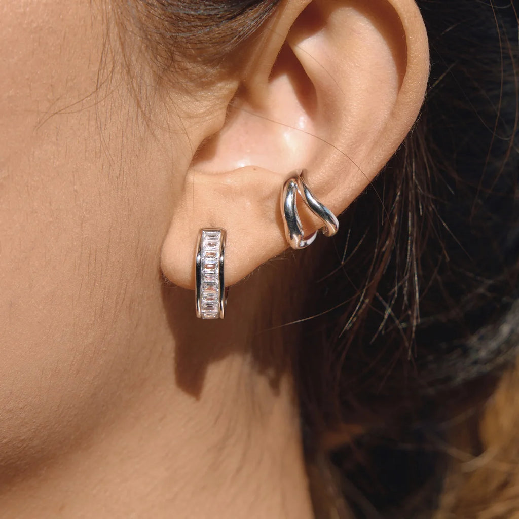 Geometric Iced Out Crystal Clip Earrings