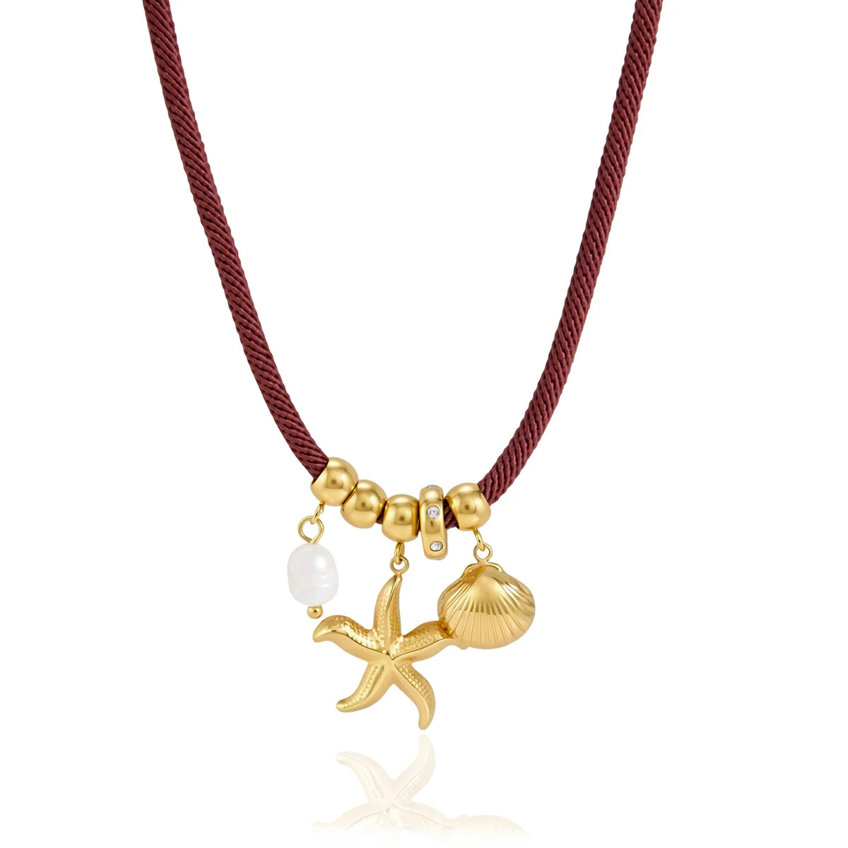 Starfish Shell Pearl Pendant Necklace