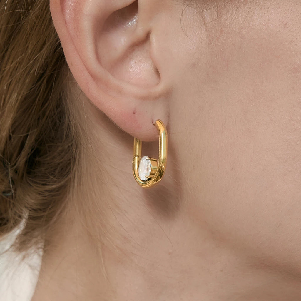 Classic Oval Water Drop Zircon Earrings