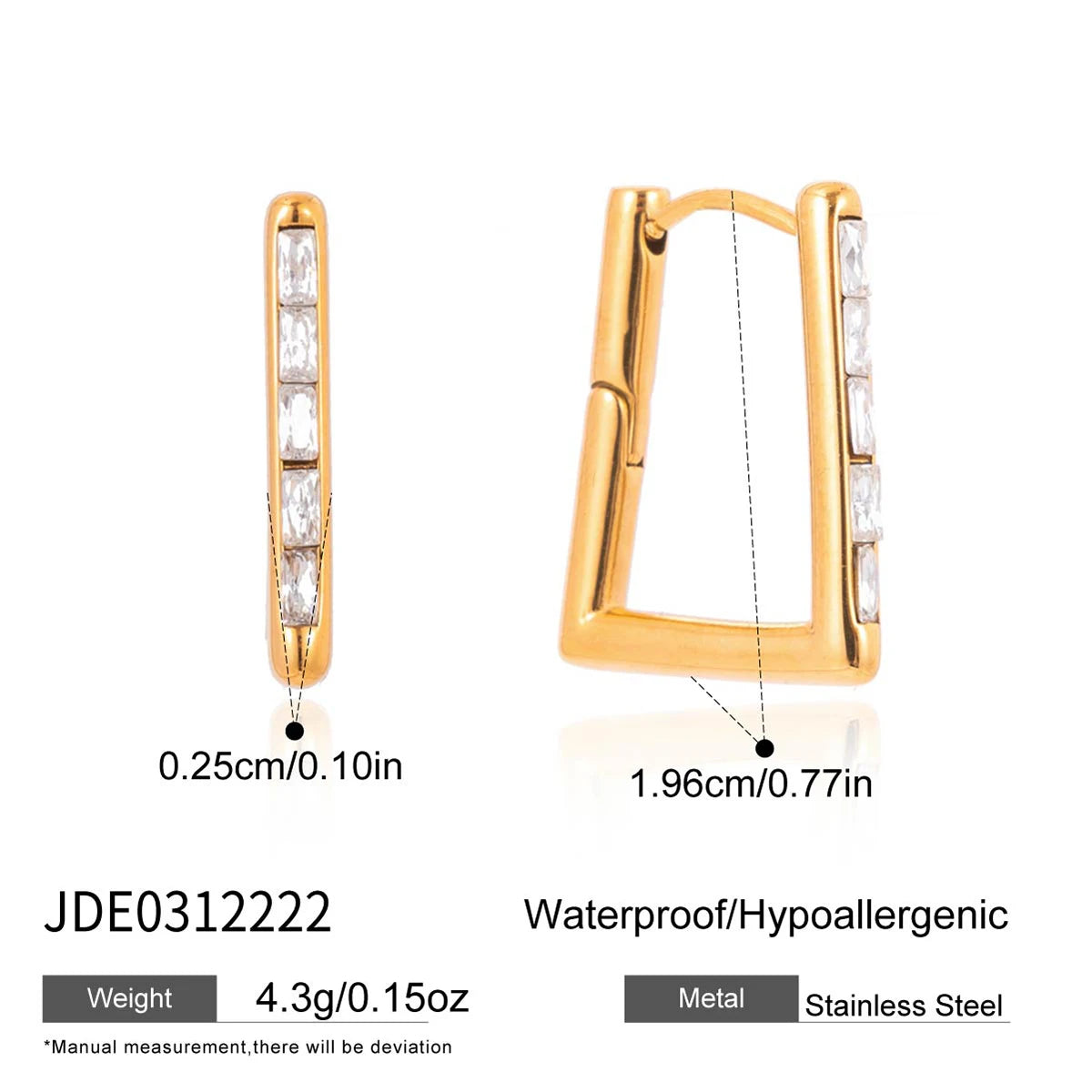 Classic Crystal U Shape Clip Earrings