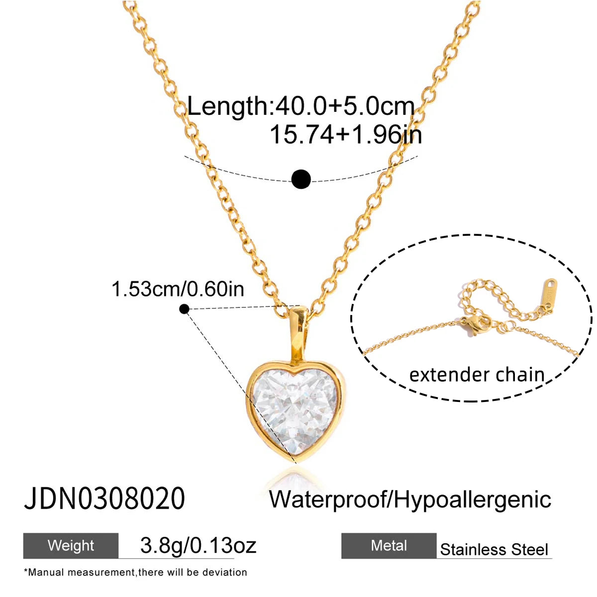 Round Heart Water Drop Oval Zircon Pendant Necklace