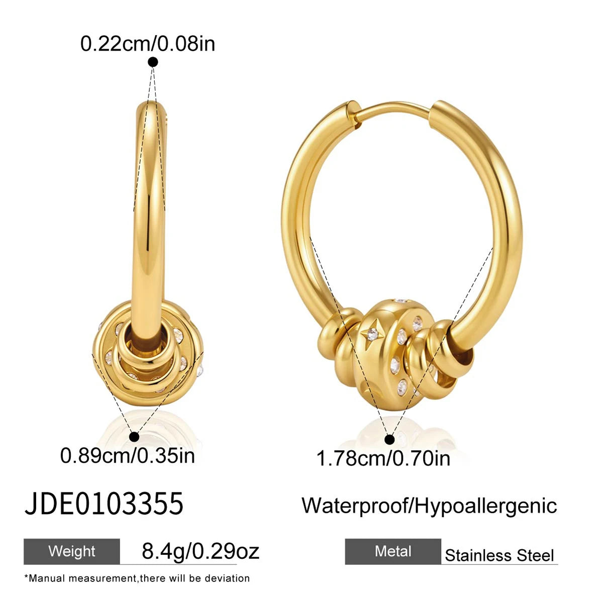 Zircon Round Star Hoops Earrings