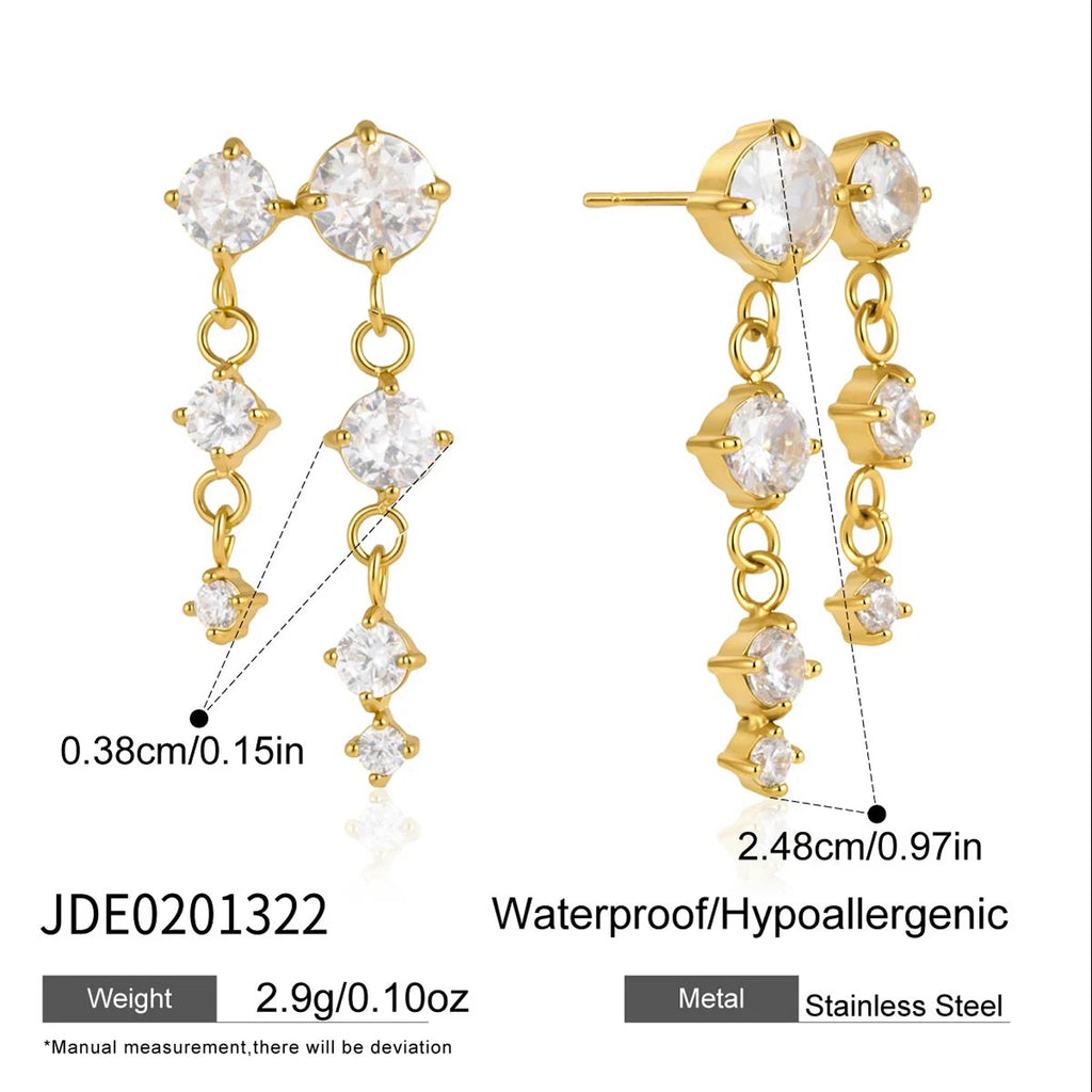 Classic Round Zircon Tassel Earrings