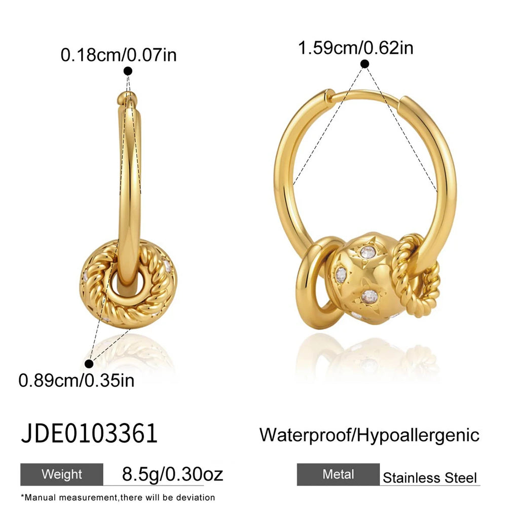 Zircon Round Star Hoops Earrings