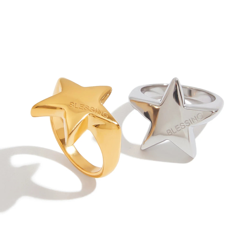 Versatile Stainless Steel Metal Star Rings
