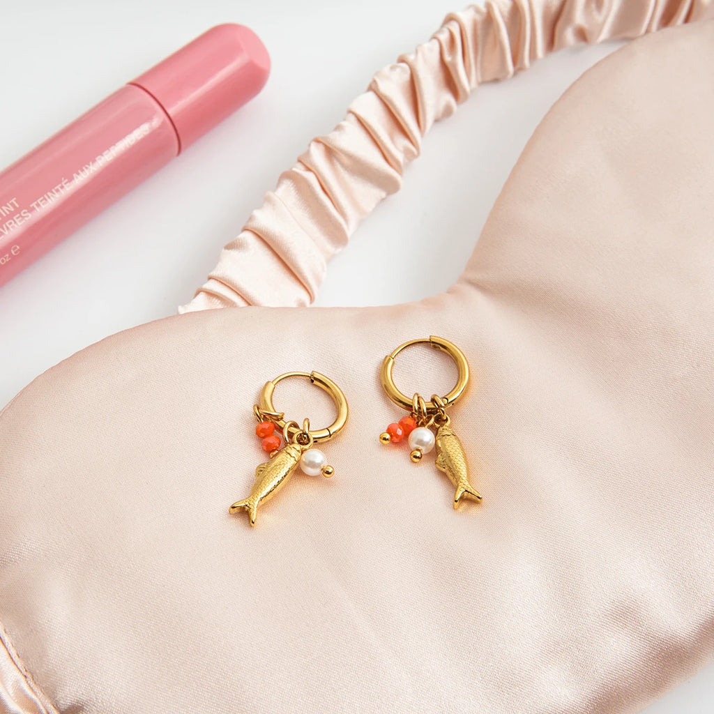 Pearl Fish Dangle Earrings