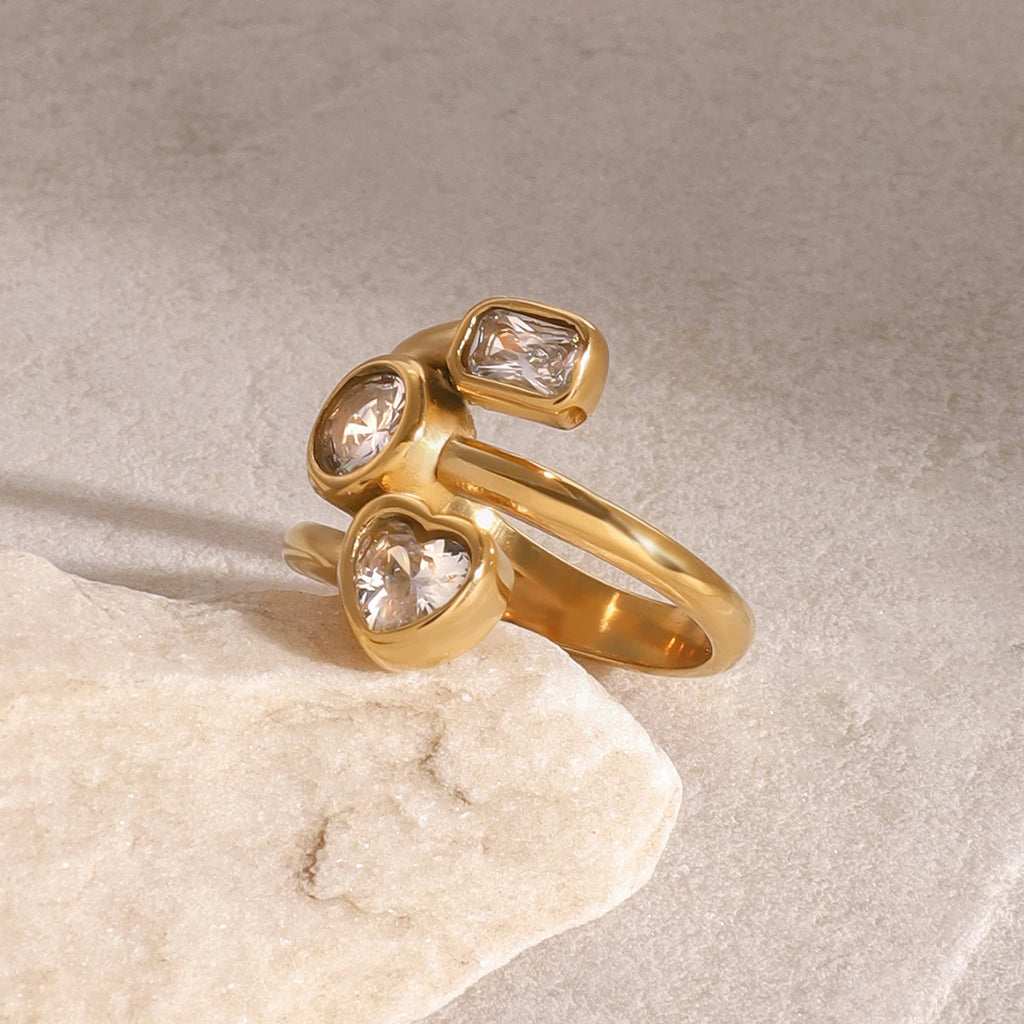 Stainless Steel Heart Round Square Shape Rings