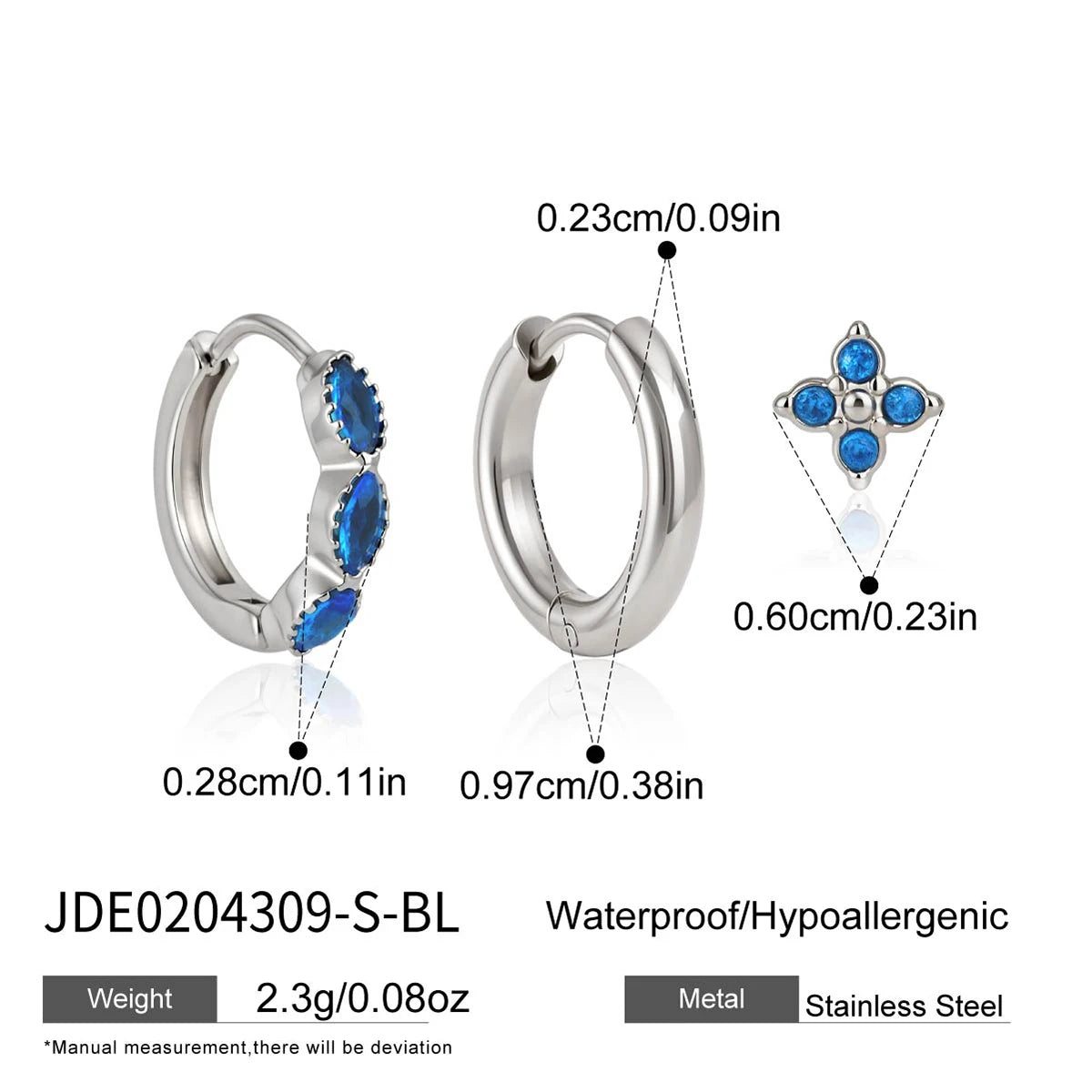 3pcs Minimalist Cross Zircon Earring Set