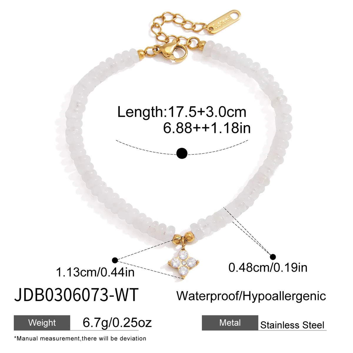 Chic Colored Natural Stone Zircon Pendant Bracelet