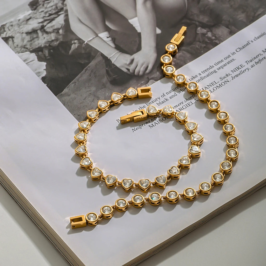 Geometric Rhinestone Tennis Chain Bracelet