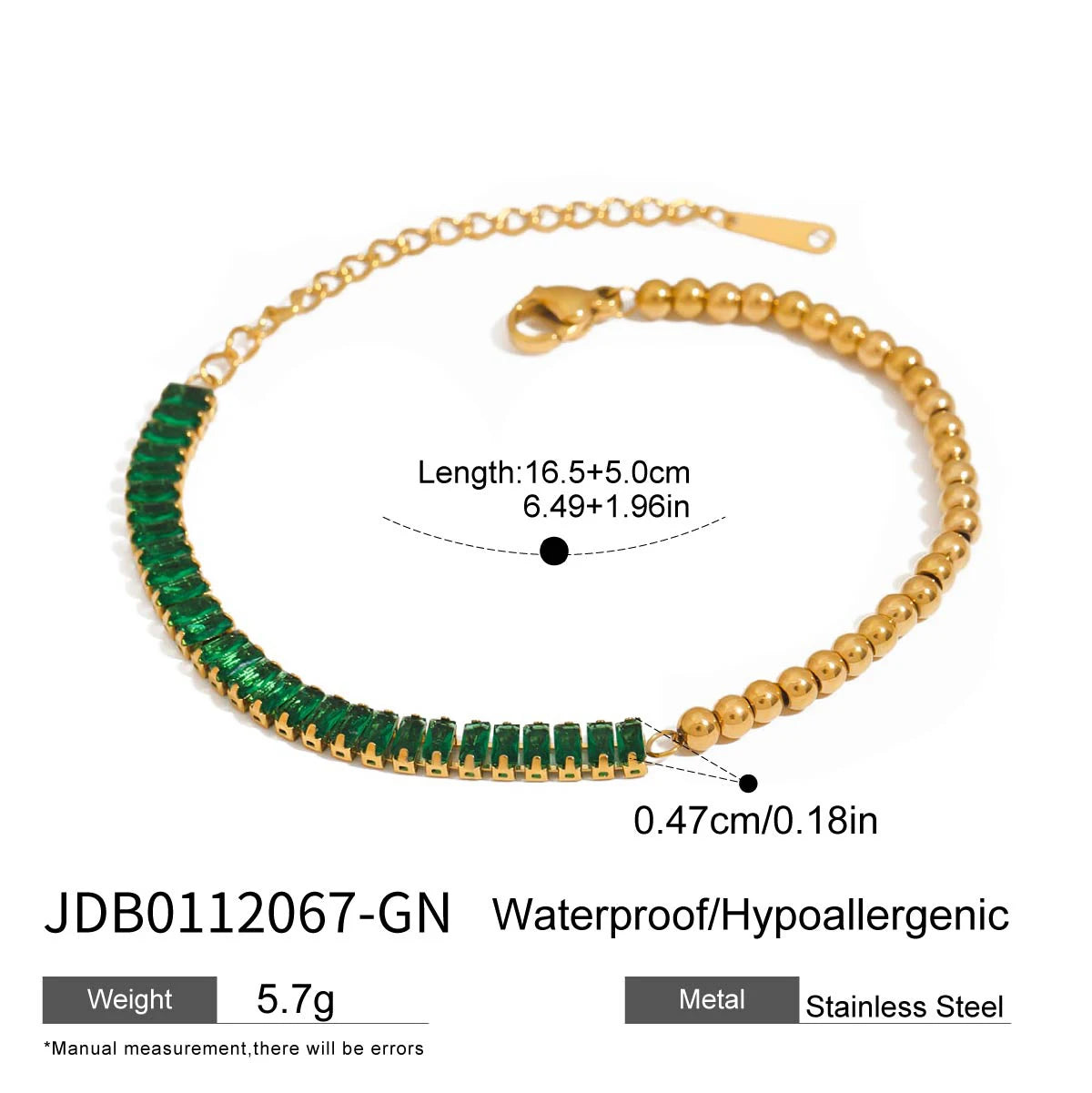 Geometric Rhinestone Tennis Chain Bracelet