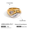 Trendy Stainless Steel Two Color White zircon Double Layers Rings Set