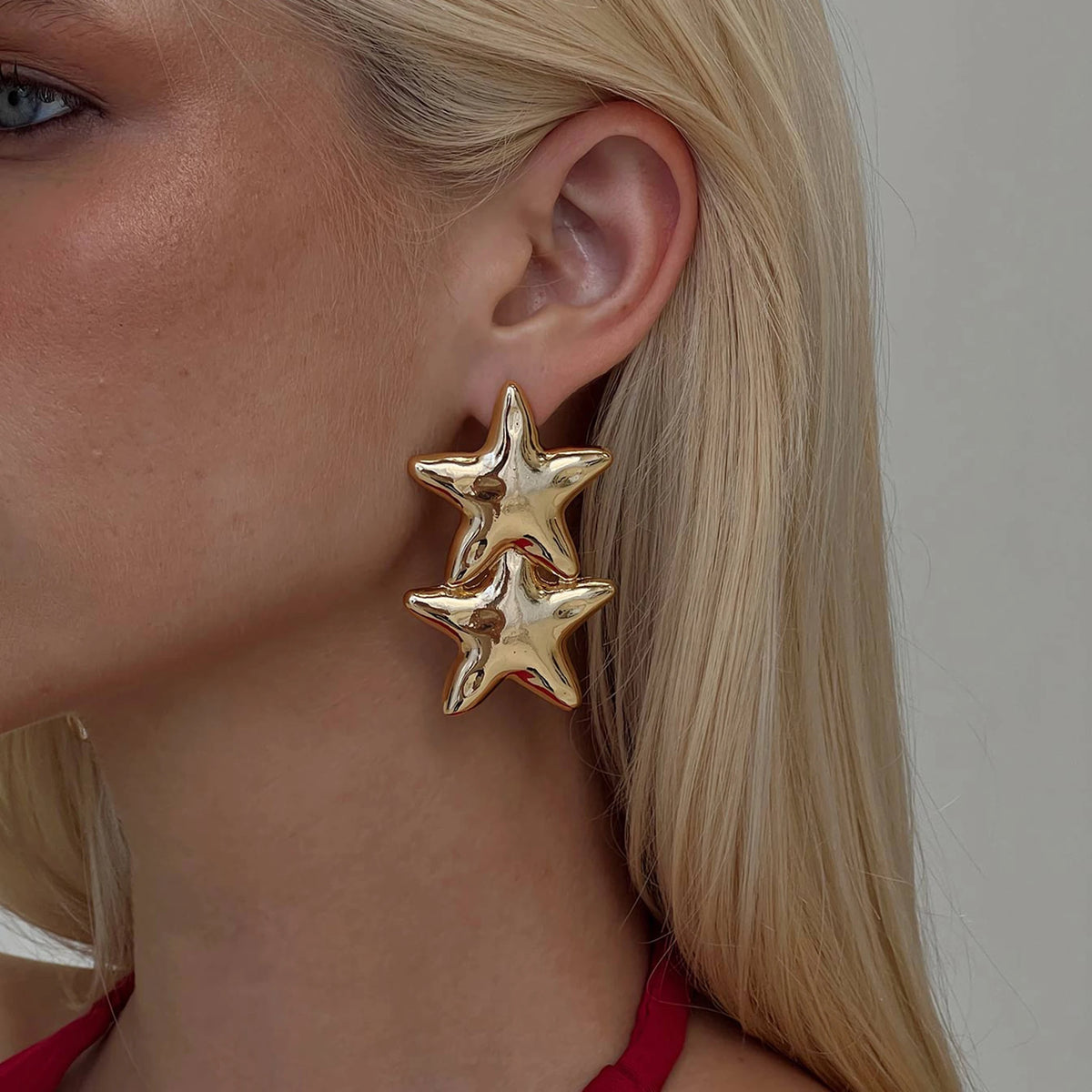 Double Layers Pentagram Earrings