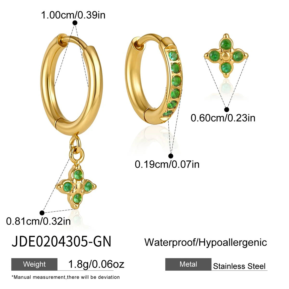 3pcs/set Zircon Flower Pendant Drop Earring