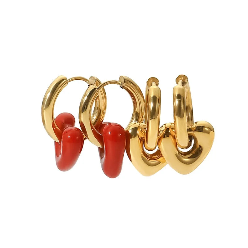 Red Heart Drop Earrings
