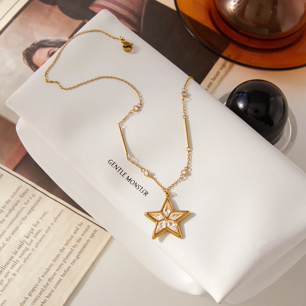Delicate Zircon Star Pendant Necklace